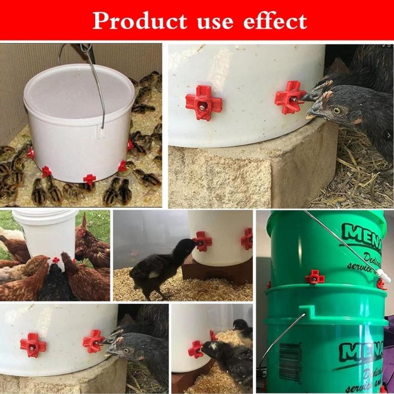 ABS Plastic Chicken Waterer With Stainless Steel Nipple Automatic Poultry Drinker For Coops Cage Leakproof
