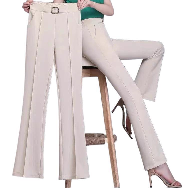 2024 Spring/Summer Women's High-Waisted Slimming Micro-Flare Pants - Anti-Wrinkle, Retro Drape Style