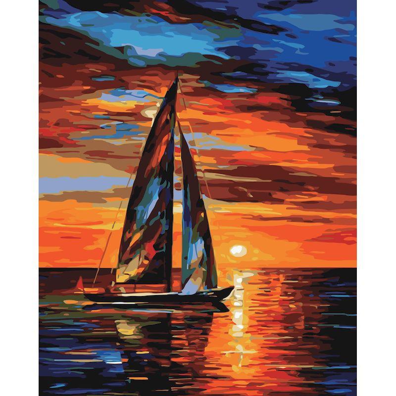 CHENISTORY Hand Painting Sailboat In Bedroom Living Room Landscape Painting By Numbers Kit DIY Artwork Canvas Home Decoration