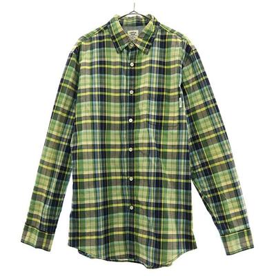 Mr.GENTLEMAN Check Long Sleeve Button Down Shirt M Green System Men's Used