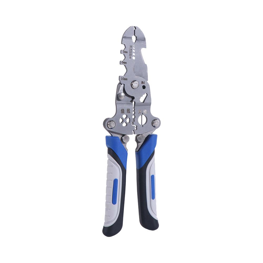 Wear-Resistant Foldable Wire Stripping Pliers Efficient Fast Cutting Wire Crimper Ergonomic Handle Crimper Cable Cutter синий