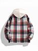2025 Autumn Men's Retro Plaid Hooded Fake Two-Piece Casual Jacket