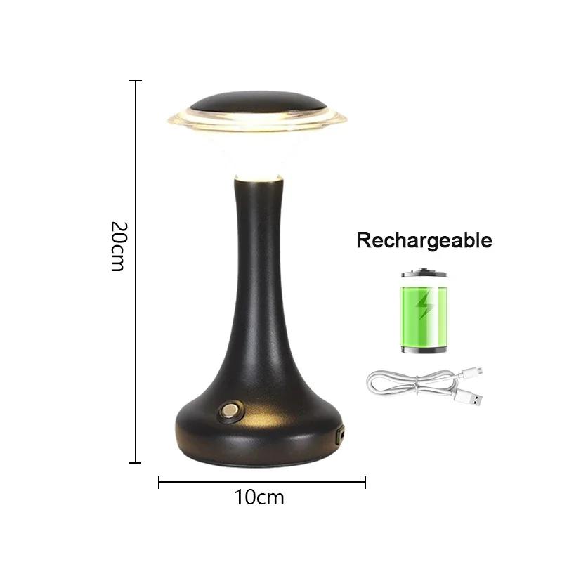 Wireless LED Table Lamp Touch Sensor Desktop Night Light Rechargeable Reading Lamp for Restaurant Hotel Bar Bedroom Decor Light