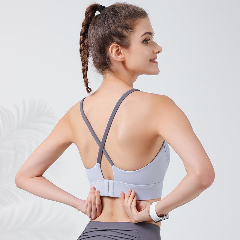 

Спортивный бюстгальтер с тонкими бретелями, цветным блоком, присборенным дизайном и съемной чашкой Small синий