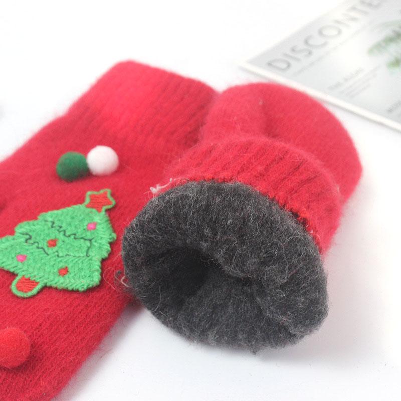 Christmas Gloves Christmas Tree Snowman Bells Mitten Winter Warm Knitted Gloves for Women Kids Xmas Gift Cycling Ski Mitten