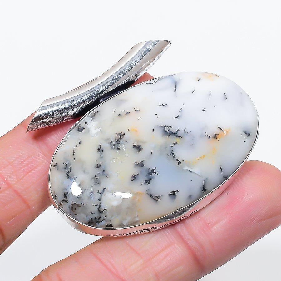 

Натуральный Дендритовый Опал Драгоценный Камень 925 Стерлинговое Серебро Ювелирная Подвеска 1,50 b1M57