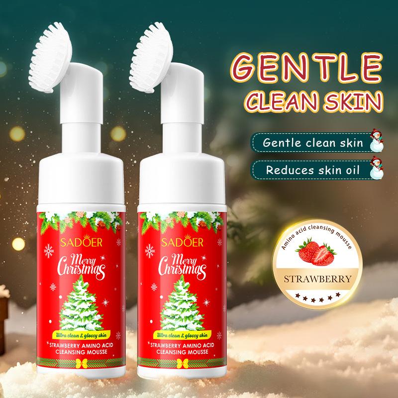 Christmas Strawberry Amino Acid Cleansing Mousse SADOER Cleansing Facial cleanser