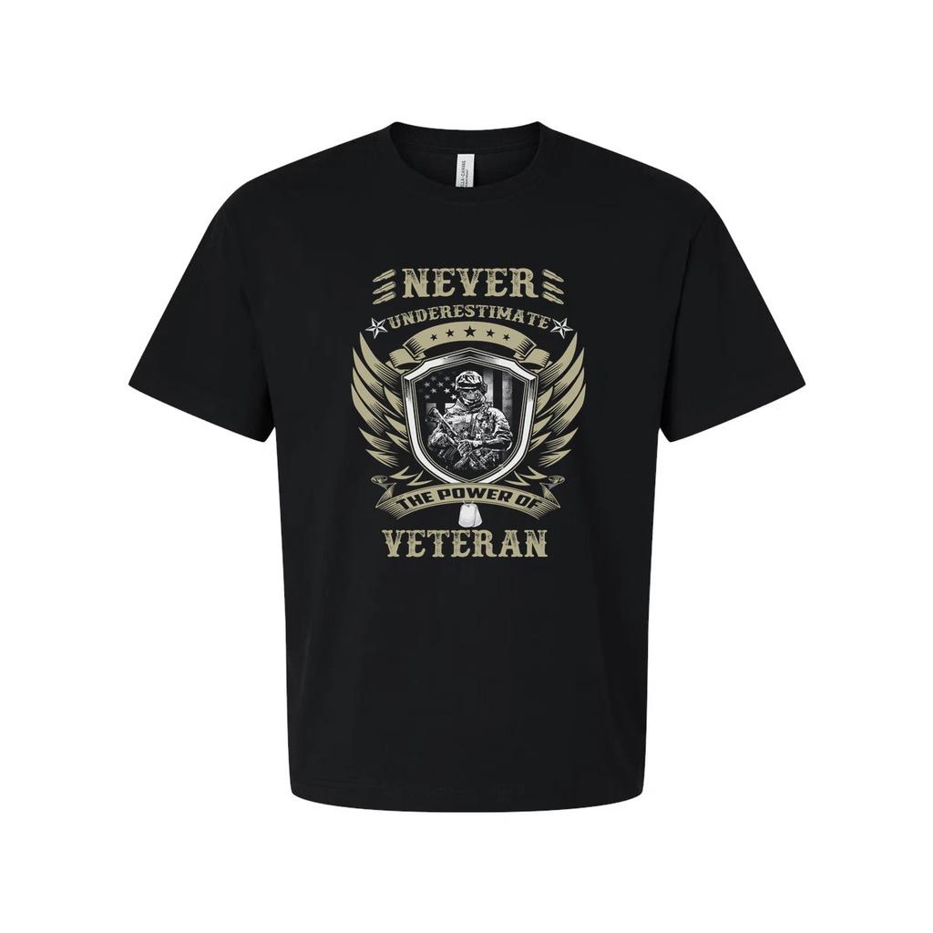 Never Underestimate The Power Of A Veteran Unisex Vintage Military Graphic Tee W