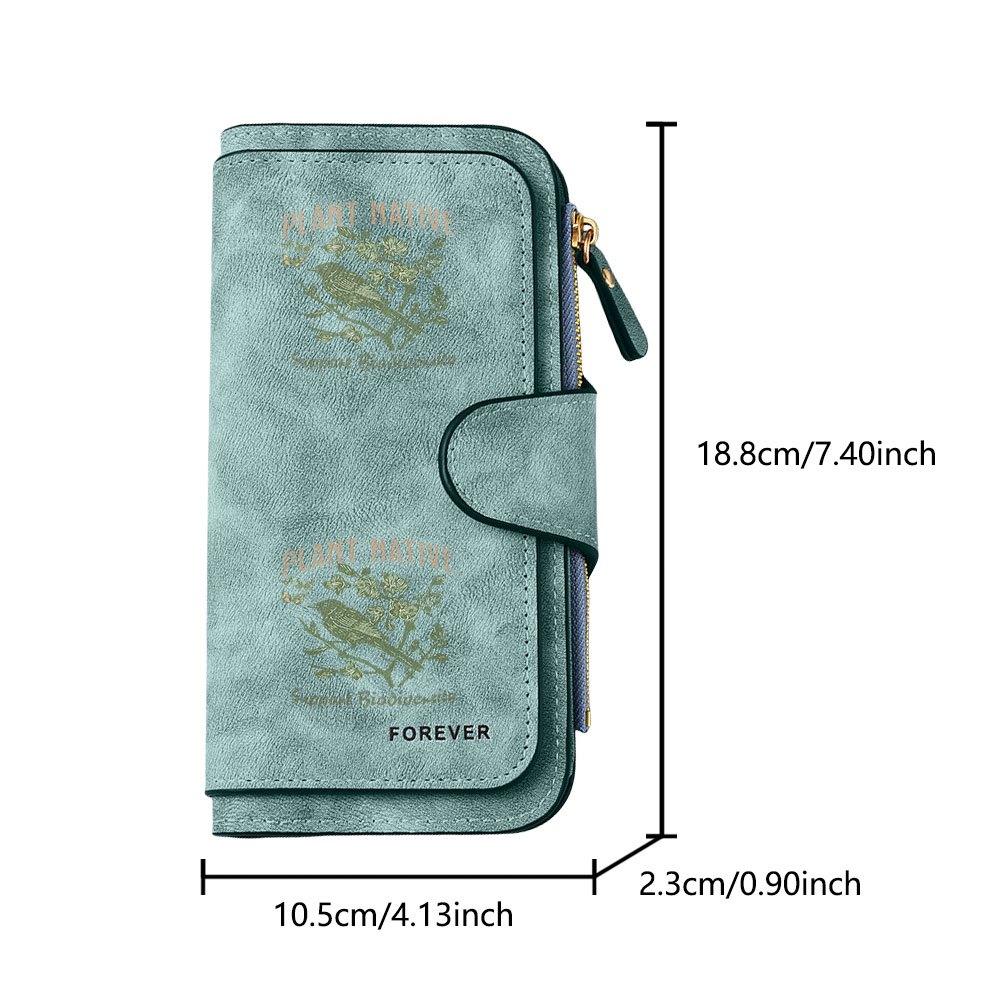 1pc Plant Bird Butterfly Long Zipper Wallet, Large Capacity Card Holder, Unisex Clutch Bag, Fashionable Zipper Coin Purse, Suitable for Daily Use, A