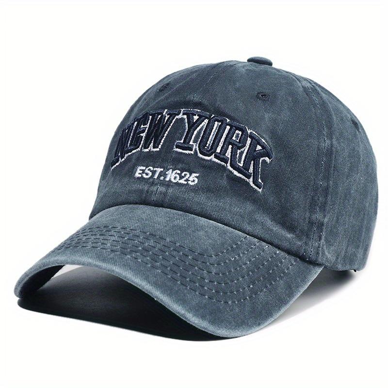 1pc Unisex Embroidery Baseball Cap, Vintage Washed Distressed Hats For Women & Men