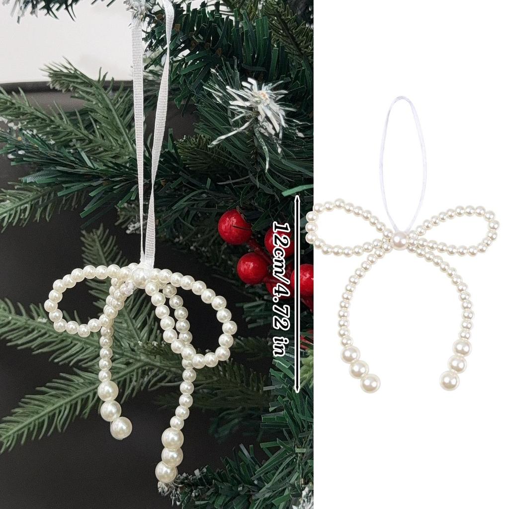 1/20Pcs Imitation Pearl Bowknot Hanging Pendant Xmas Party Garland Home Decoration Christmas Bowknot Tree Topper Decoration