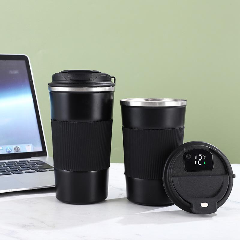 Přenosný izolovaný kožený hrnek na kávu - nerezová ocel 304, ideální do auta nebo na dárky