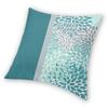 Floral Teal Turquoise Gray Square Pillowcase Polyester Linen Velvet Pattern Zip Decorative Home Cushion Cover 18"
