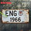England Football License Plate - ENG 1966 Retro Soccer Wall Decor, Heavy-Duty Aluminum Metal Sign for Game Room, Garage, Bar, fo