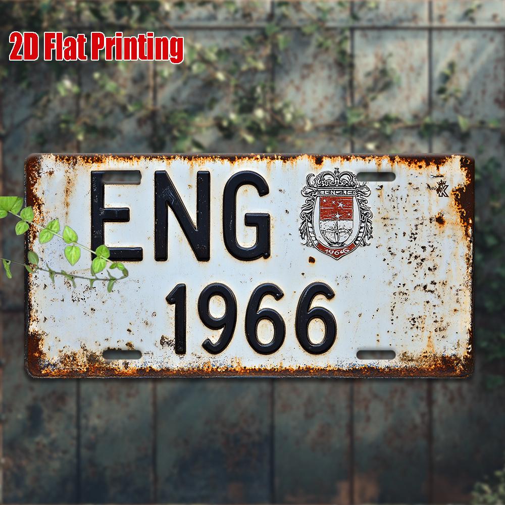 England Football License Plate - ENG 1966 Retro Soccer Wall Decor, Heavy-Duty Aluminum Metal Sign for Game Room, Garage, Bar, fo