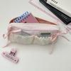 1 Piece Cute Fashion Bow Pencil Case Soft Fabric Casual Large Capacity Stationery Case Portable School Pen Bag Student