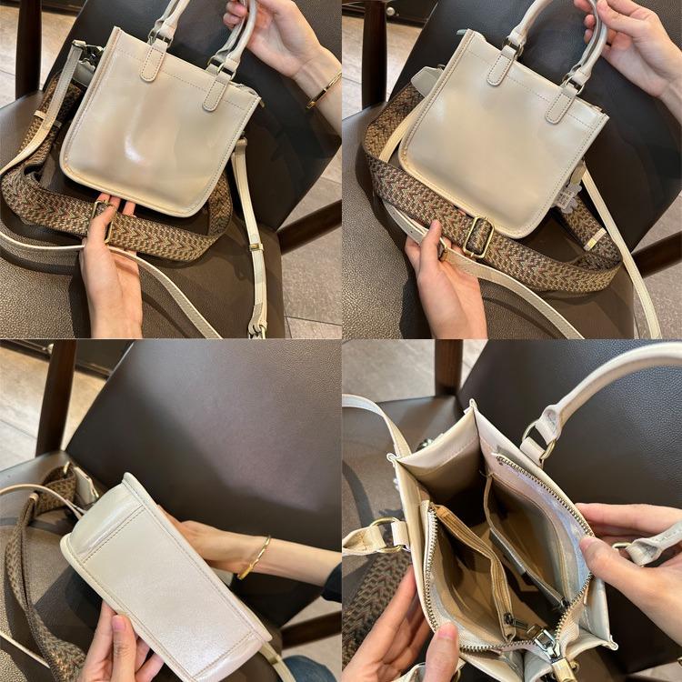 Echtes Leder Nische Kleine Tasche Damen Pendler Tragetasche Frühling und Sommer Neu Ein-Schulter Umhängetasche Quadratische Handtasche Damentasche