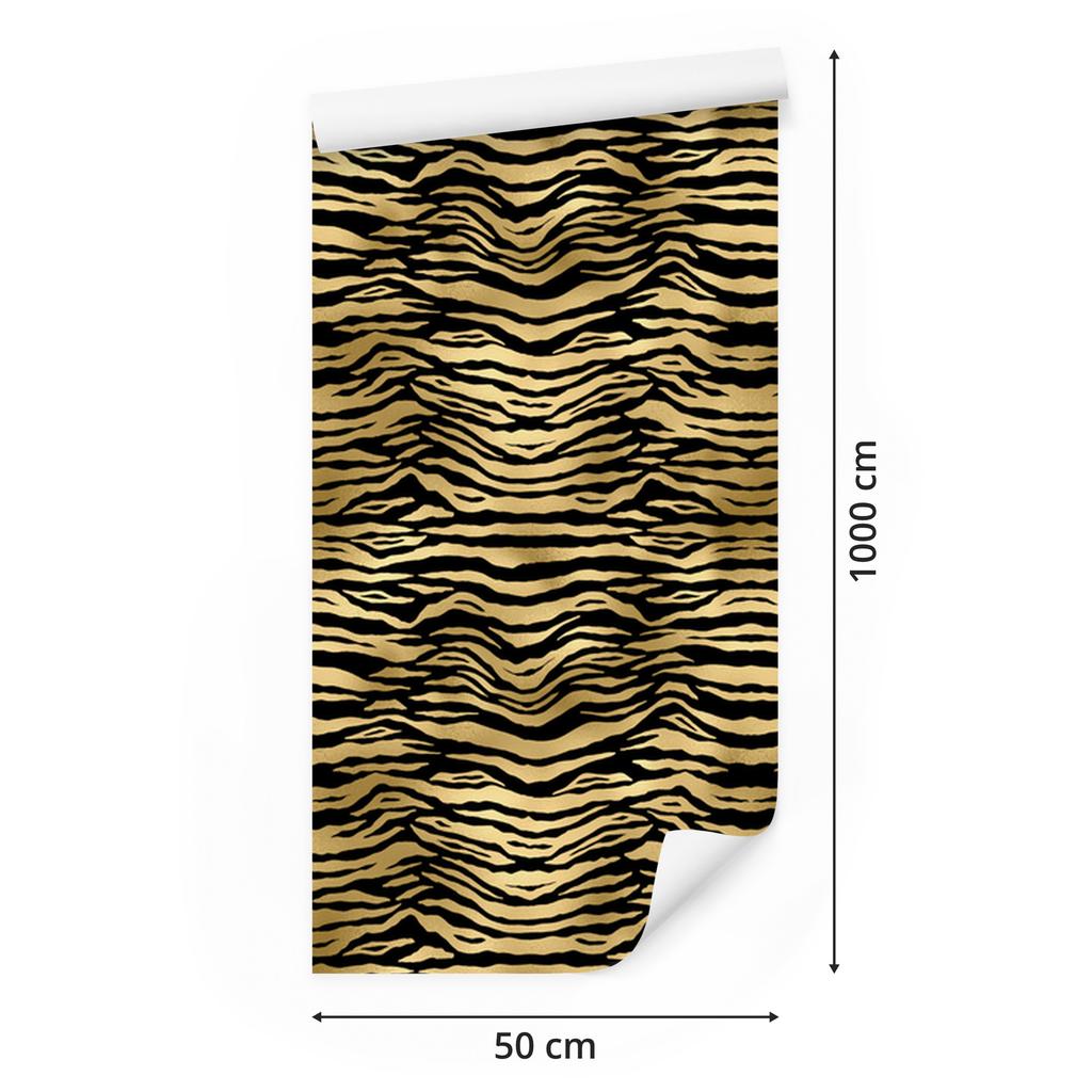 Black and Gold Tropical Pattern Wallpaper Ochre and Gold 50x1000