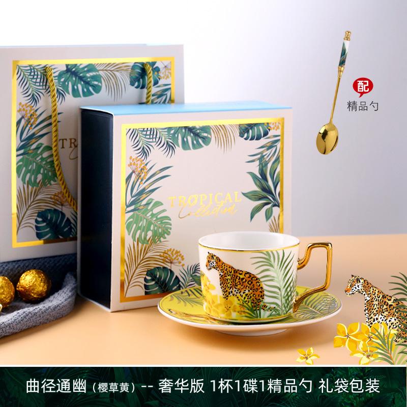 220ml Ceramic Coffee Cup Saucer Creative Flower Bird Mug Exquisite Afternoon Tea Flower Tea Coffee Cup Home Breakfast Milk Mug