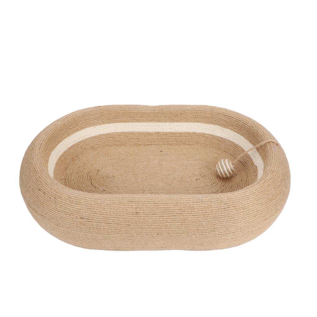 Sisal Cat Scratching Bed with Ball Interactive Ball Round Oval Rest and Scratch Pad Bowl for Home