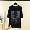 Camiseta Feminina Versátil Verão Casual Tamanho Grande Solta Gola Redonda Pulôver Manga Curta Tops