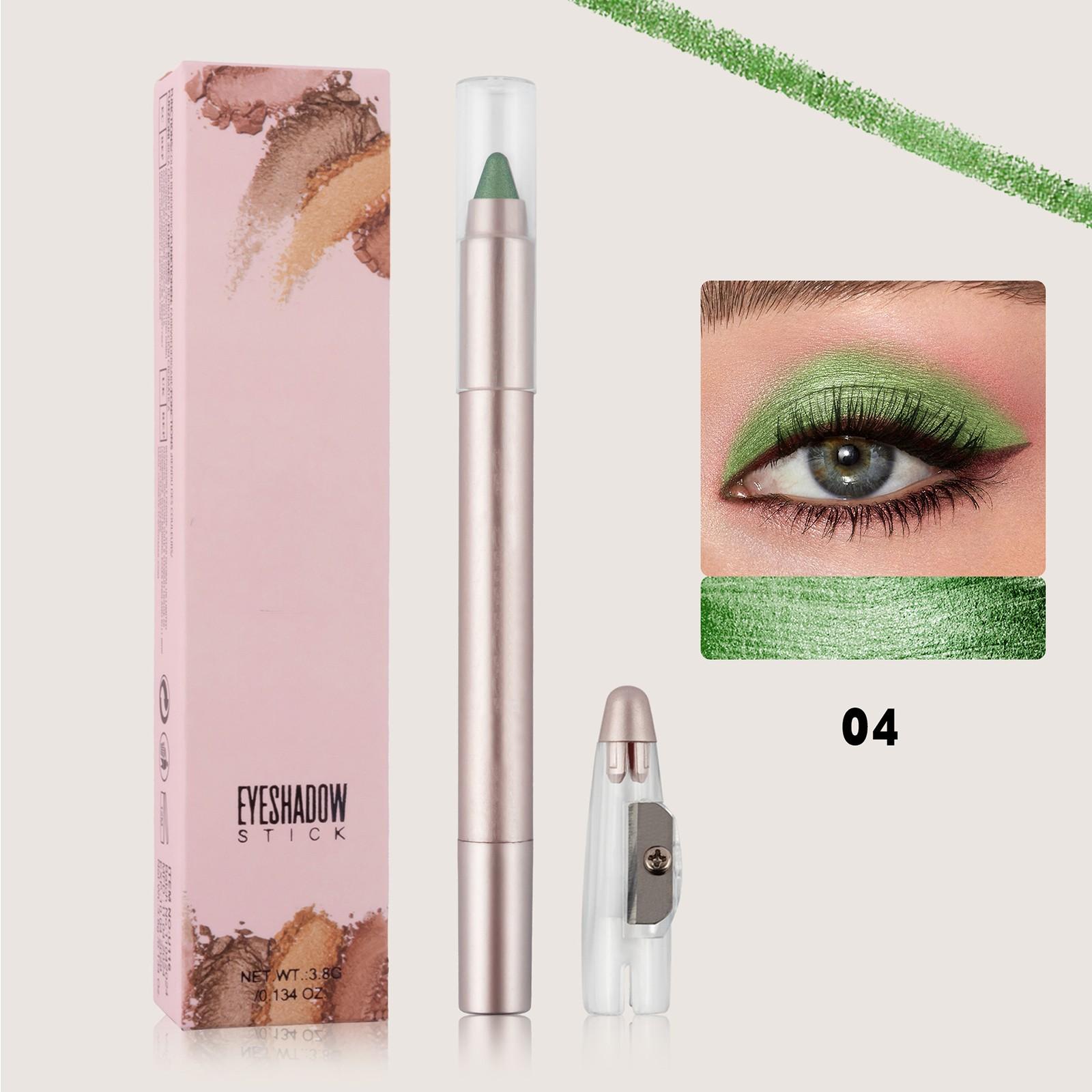 

Перламутровые тени для век, цветные блестящие тени для век в форме палочки, с точилкой для карандашей, стойкие водостойкие и не размазывающиеся перламутровые тени для век One Size зелёный