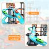 5-Level 3D Parking Garage Track Playset with 2 Cars, 360° Rotating, Drift Tracks, Helipad & Launcher | DIY Assembly Educational Toy