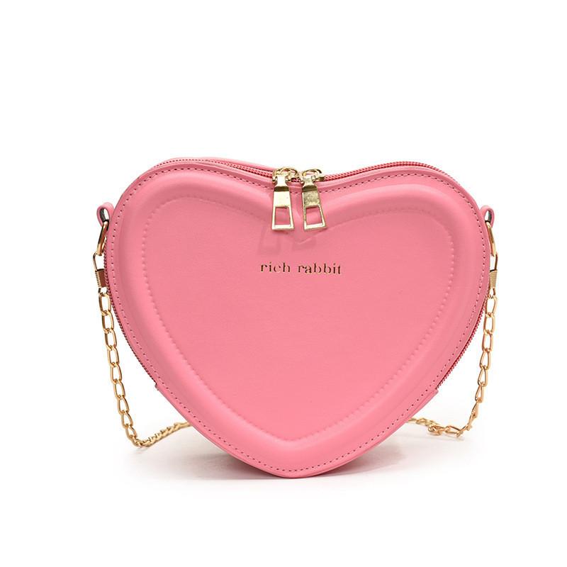 Trendy Ins Style Heart Bag Pu Material Sweet Fresh Shoulder Bag For Ladies