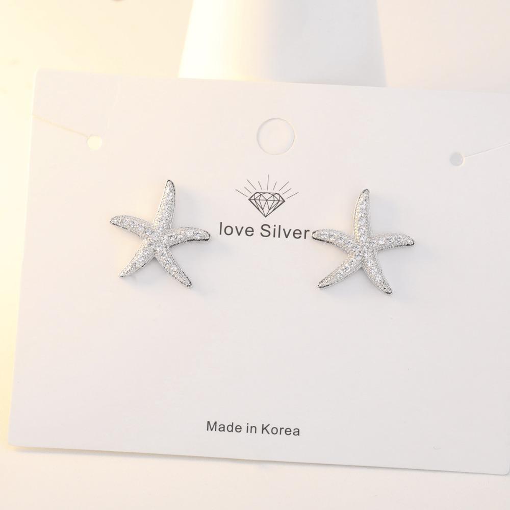 Seestern Ohrstecker mit Zirkonia Voll Diamant Fünfzackiger Stern Kreativer Europäischer Stil Schmuck