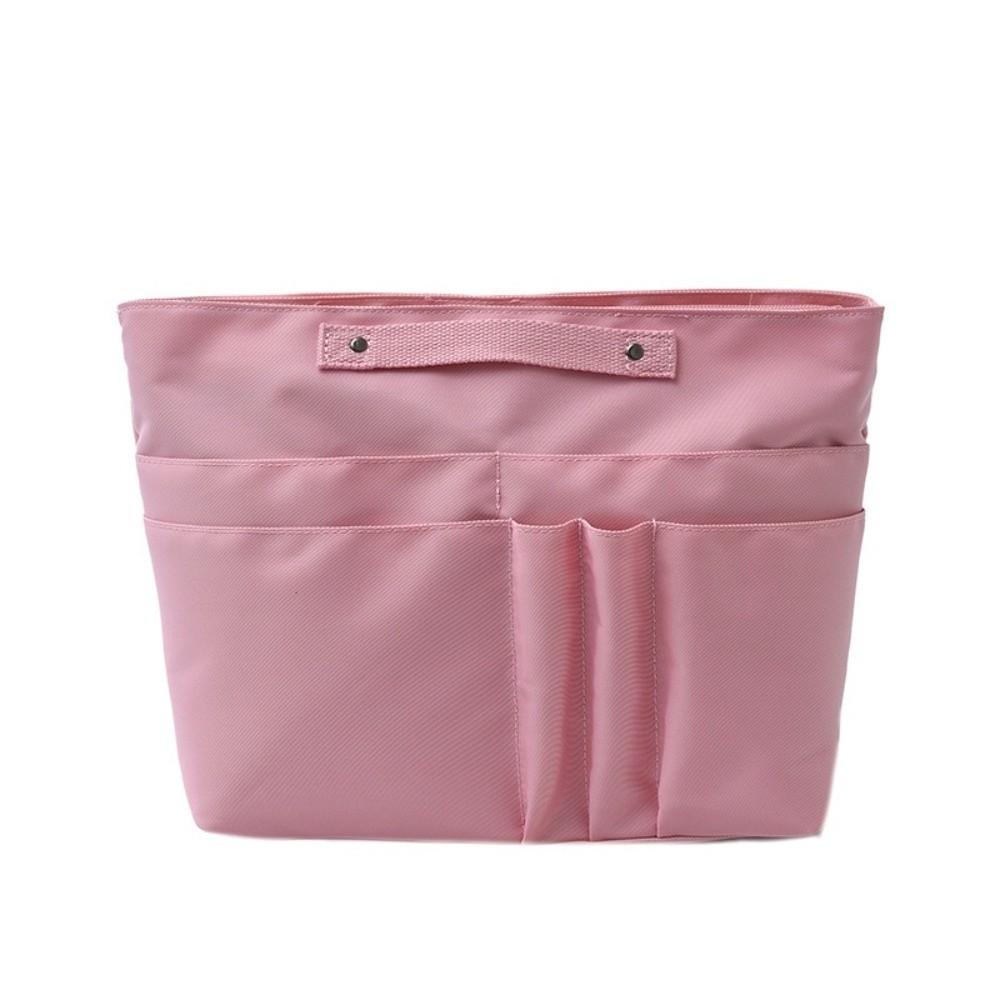Nylon Handbag Organizer Insert Large Capacity Solid Color Tote Bag Organizer Multi-Pockets Lightweight Makeup Storage Bag розовый