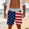 Regalo Scherzo Festivo per Uomini Pantaloncini a Fondo Hairy Grande, a Strisce da Spiaggia con Bandiera USA, Mutande Scherzose per Addio al Celibato, Costumi da Bagno Divertenti Estivi