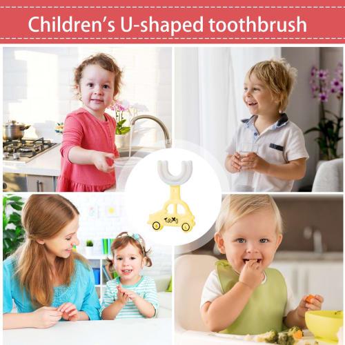 Two Kids Toothbrushes, U-Shaped, 360× Manual, Soft, Swinging, for Babies Ages 2-12, Cute Oral Cleaning Tool with Recon Brush Heads, Perfect for Kids W