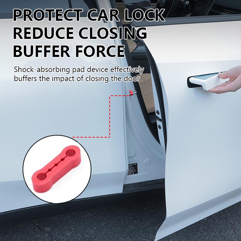 SEAMETAL 4pcs Car Door Lock Shock Absorber Pad Silicone Anti-Vibration Silent Damper Buffer Door Lock Buckle Protector