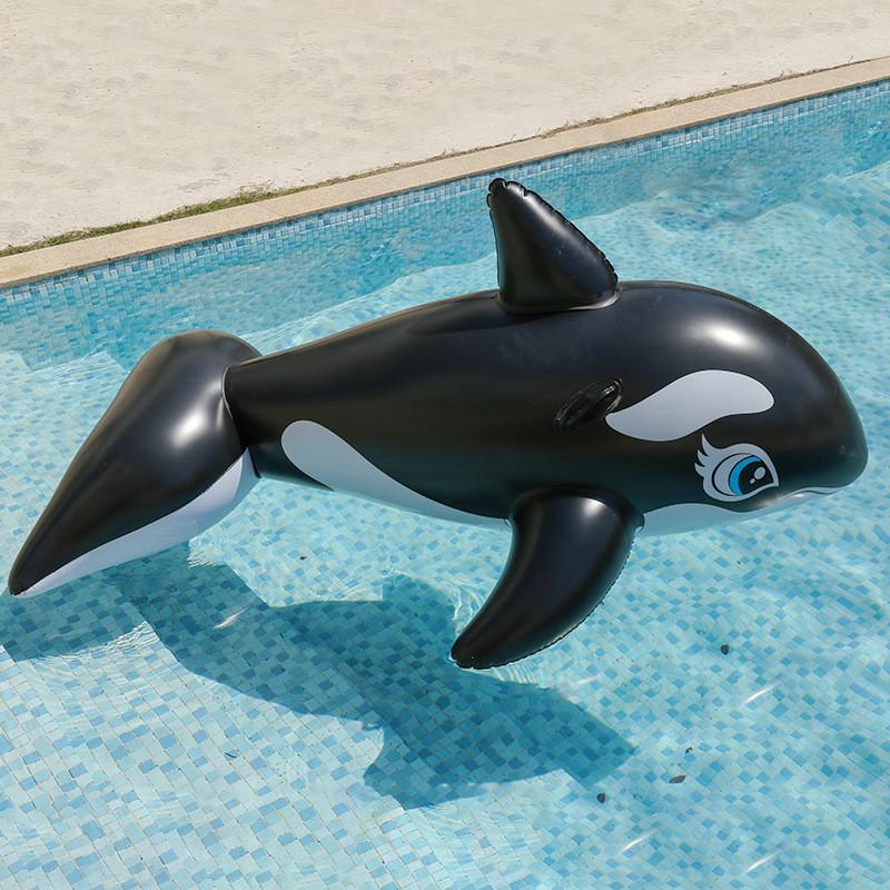 Reusachtige Walvis Waterpretpark Opblaasbare Drijver Groothandel Opblaasbaar Zwemobject voor Volwassenen Zwart PVC 193*119cm