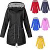 Womens Zipper Long Windbreaker Waterproof Raincoat Casual Basic Outdoors Trench Classic  Outdoor Climbing Hooded Tops