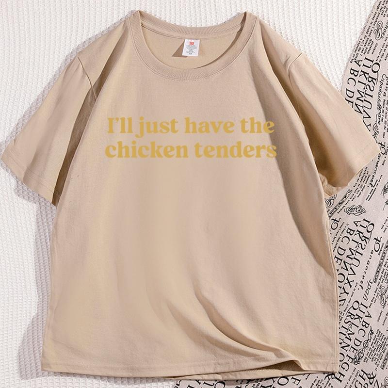 Ich nehme nur die Hähnchen-Nuggets T-Shirt Lustig Baumwolle Kurzarm Rundhals T-Shirt Humor Locker Streetwear Herrenbekleidung