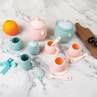 5pcs/7pcs Silicone Tea Set 100% Food Silicone BPA Free Durable And Soft Tableware Great Christmas Halloween Thanksgiving Day Gift New Year's Gift Vale