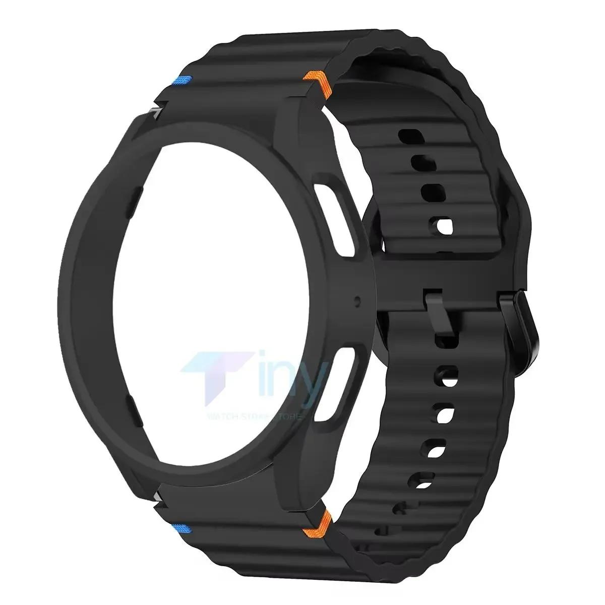 

Чохол+Ремінець для Samsung Galaxy Watch 7 6 5 4 40мм 44мм Силіконовий офіційний Ремінець ПК Захисна Кришка Бампер для Galaxy Watch 6Classic Galaxy 5 4 40mm