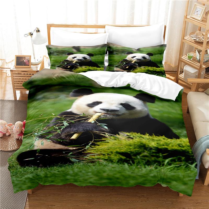 

AU Single 140x210cm Ropa De Cama Animal Pattern Bedding Set Full Size Cute Puppy /Dog/ Panda Duvet Cover Set Dropshipping New EU single(135x200cm)