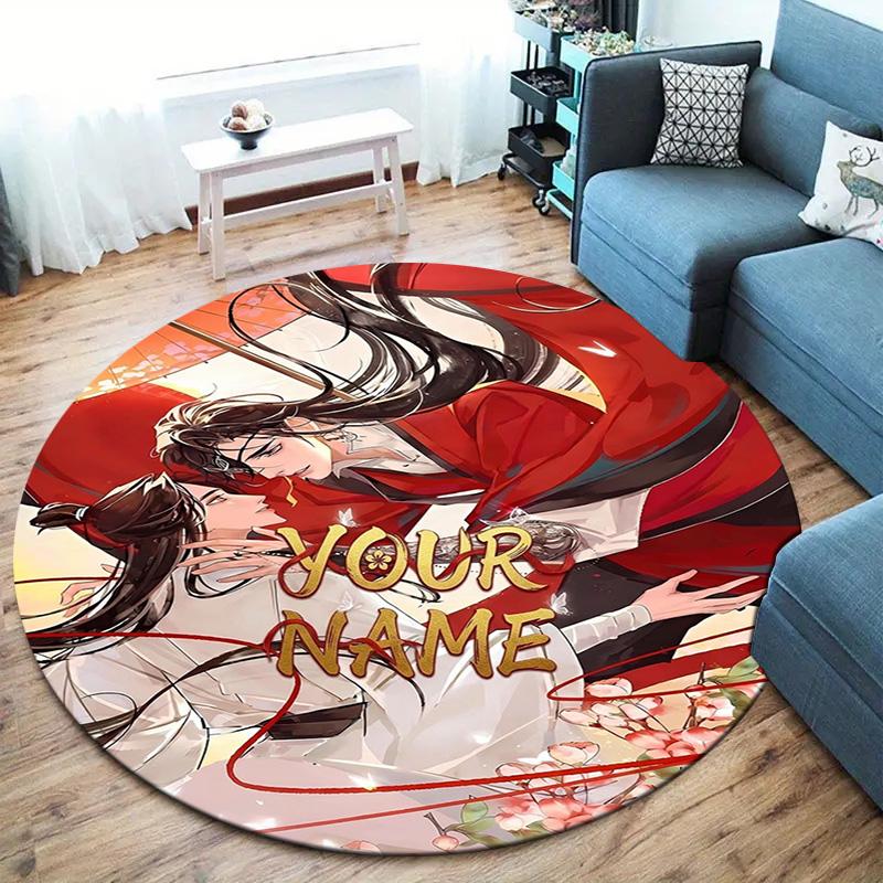 Cherry Blossom Romance Custom Name Round Area Rug Carpet Rug For Living Room Bedroom Sofa Playroom Decor Nonslip Floor Mat