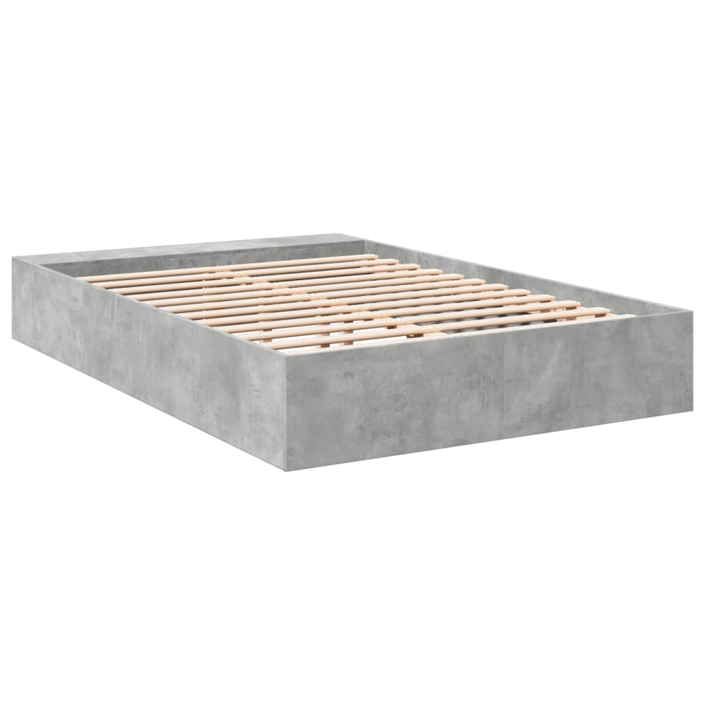Bed Frame Concrete Grey 135x190 cm Particleboard