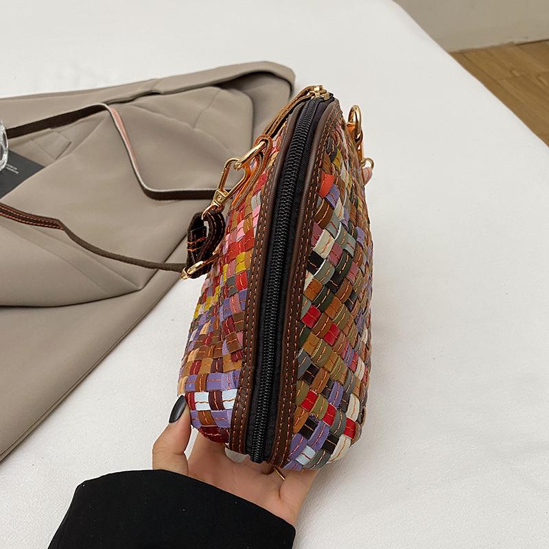 Leather Woven Schoolbag Multi-color Design Personalized Women's High-quality Messenger Bag Single Shoulder Trend Street Fashion