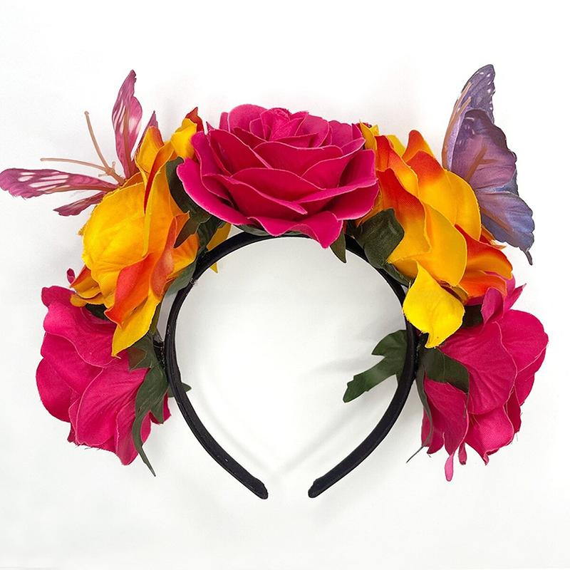 Halloween/Mexikanischer Haarschmuck Karnevalskrone Cosplay Stirnband Mexikanische Rosenkrone Florale Formen Party Mehrfarbig