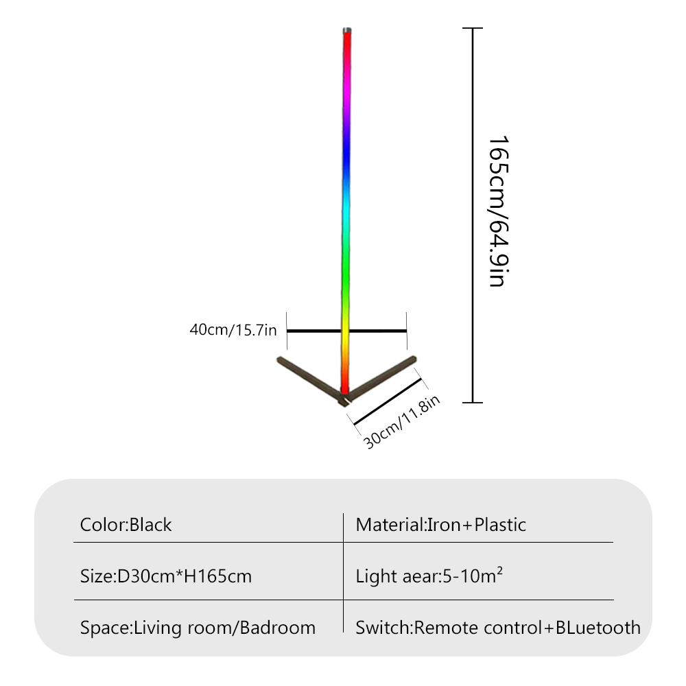 Modern LED Line Floor Lamp RGB Colorful For Lving Room Corner Bedroom Study Office Right Angle Long Floor Atmosphere Lighting