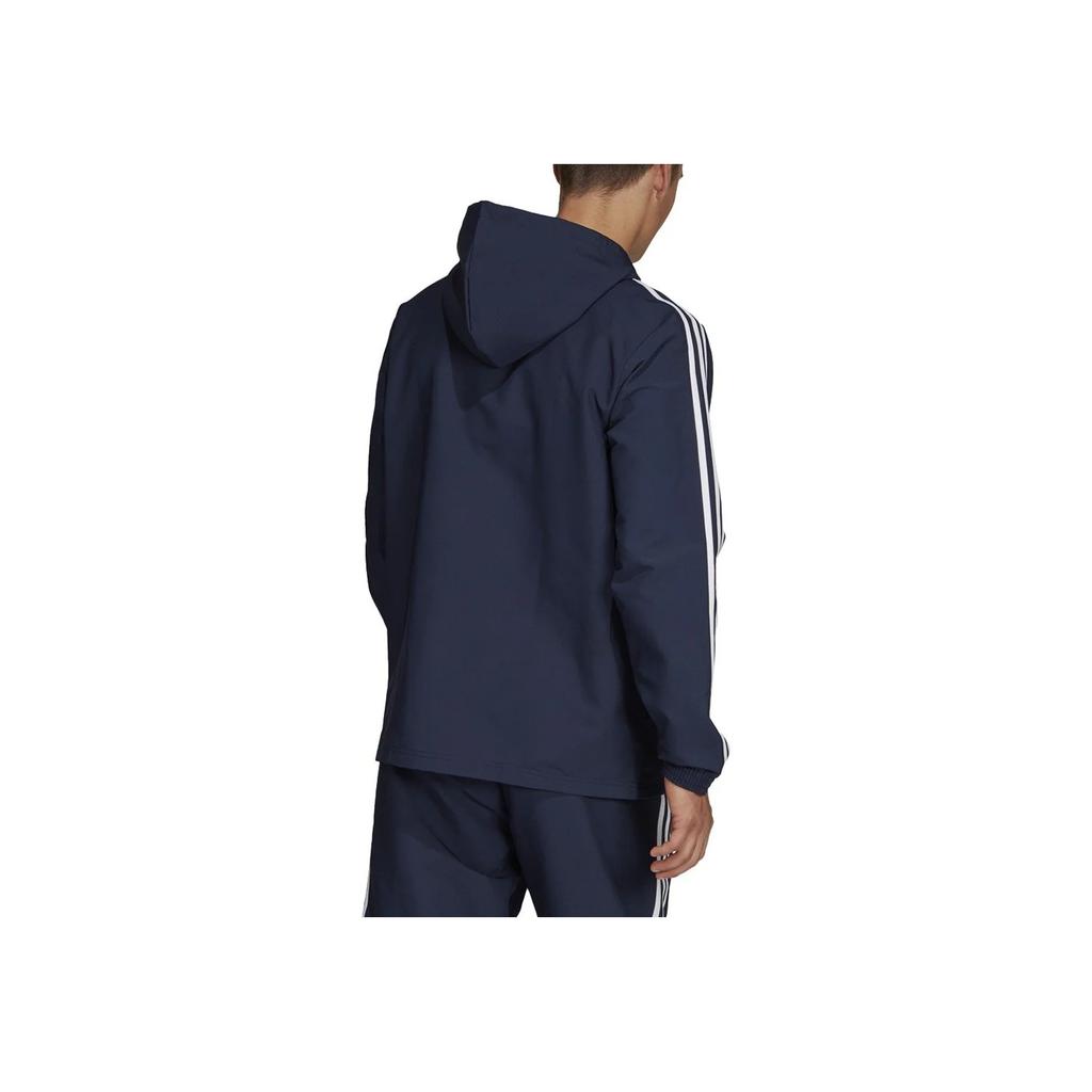 Adidas Essentials 3-Stripes Logo Sports Stripe Zip-Up Hoodie Men Jacket Legend-Ink White DU0461