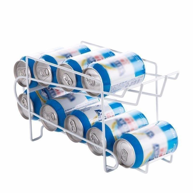 Iron Double-layer Cola Storage Rack Kitchen Soda Can Rolling Shelf Beer And Cola Sorting And Storage Rack Desktop Soda Can Rack
