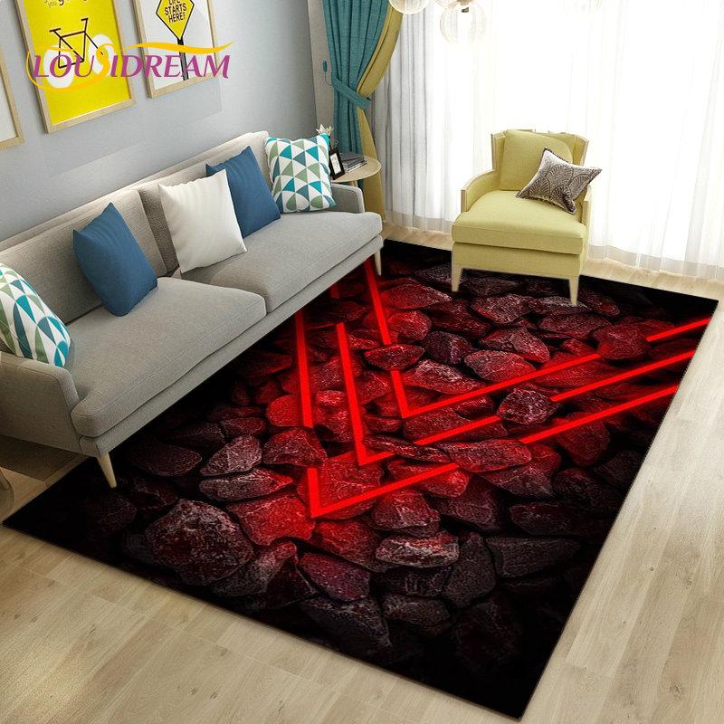 3D Colorful Cobblestone Stone Area Rug,Carpet Rug for Living Room Bedroom Sofa Doormat Kitchen Decoration,Kid Non-slip Floor Mat