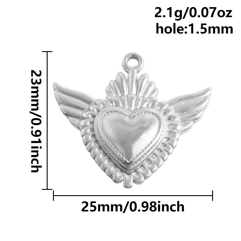 6pcs High Quality Assorted Stainless Steel Heart Charms For Jewelry Making Bracelets Keychain Pendant DIY Women Men Pendant Bulk