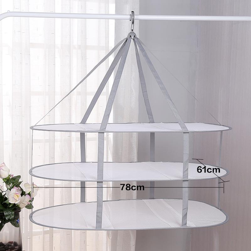 Three-Tier Windproof Folding Sweater Drying Rack Basket