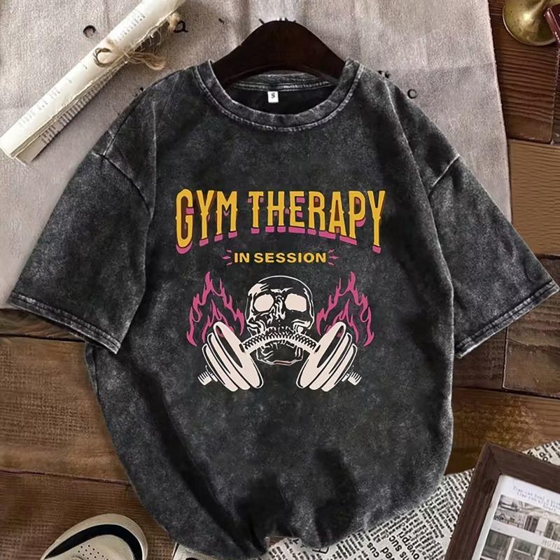 

Men S Vintage Style Featuring Skull And Barbell Graphic, Relaxed Urban Fashion, Dropped Shoulder Cut, Worn-In, Ideal for Everyday And Athletic Wear S чёрный